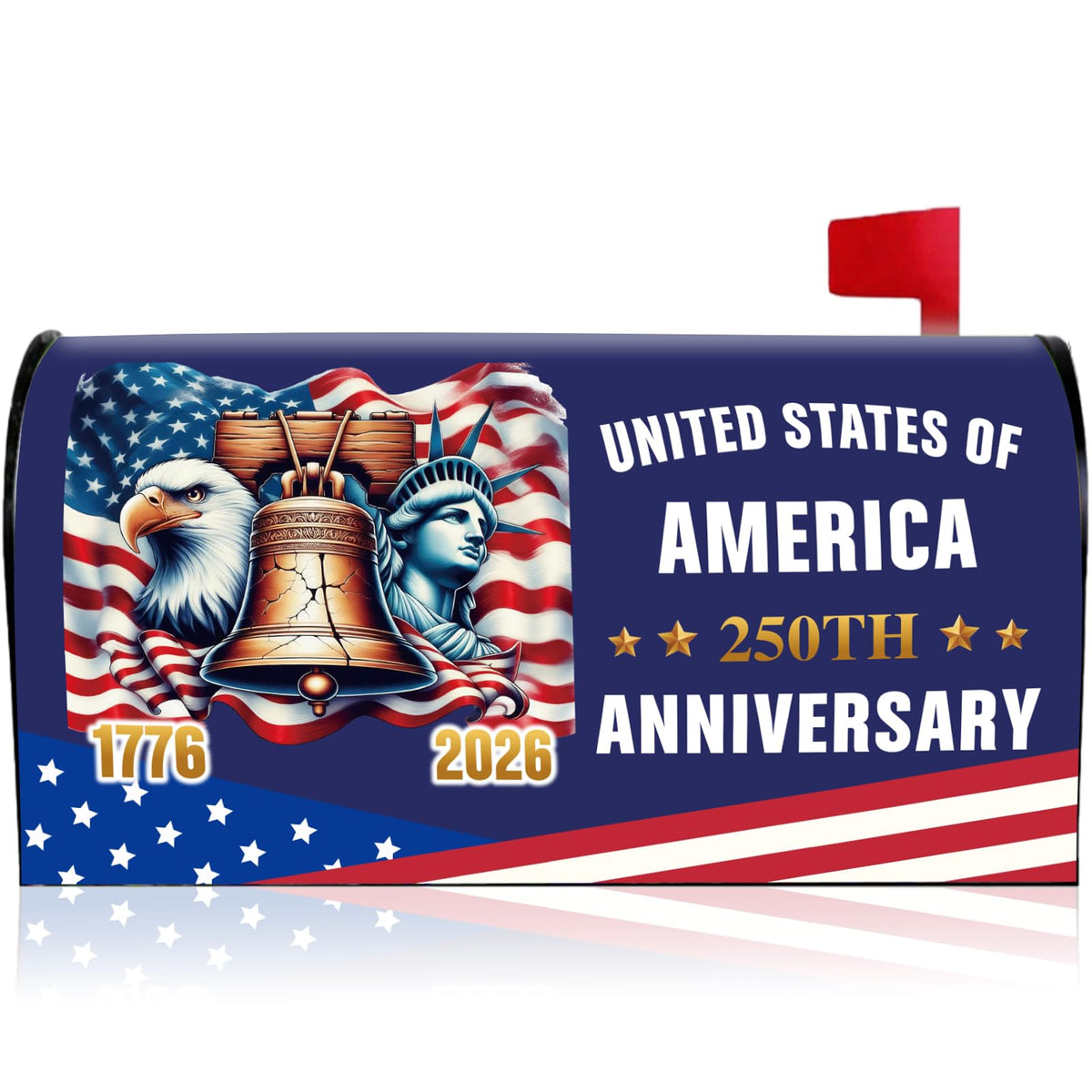 VISSTREE 250th Anniversary US mailbox cover with eagle and flag boosts curb appeal.