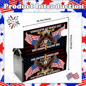 Visstree USA flag pattern mailbox cover enhances yard display.