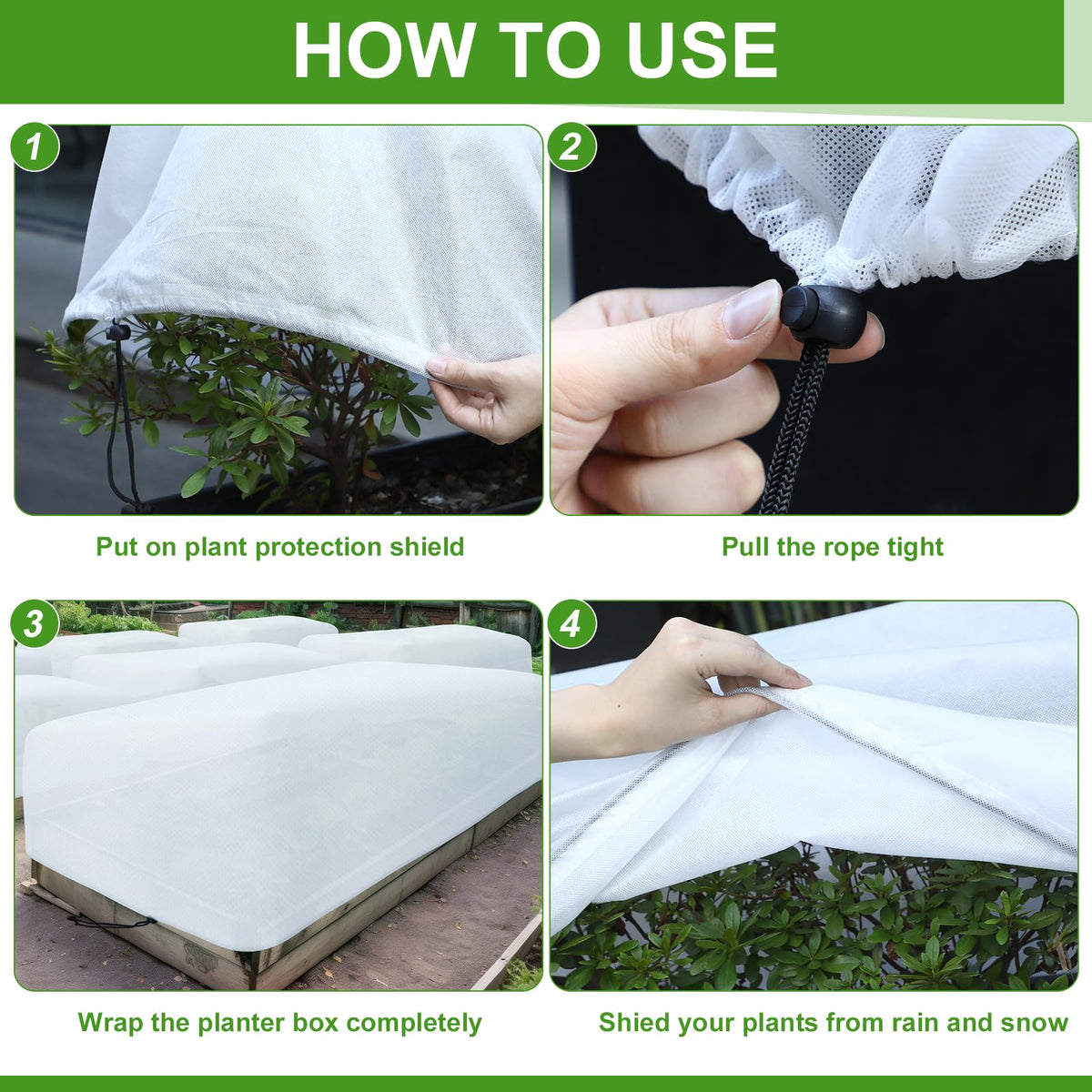 VitalCozy drawstring oval cover shows easy secure fit for winter protection