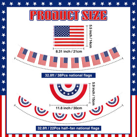 VitalCozy fan-shaped flag banner, bold 32-foot outdoor display for patriotic events