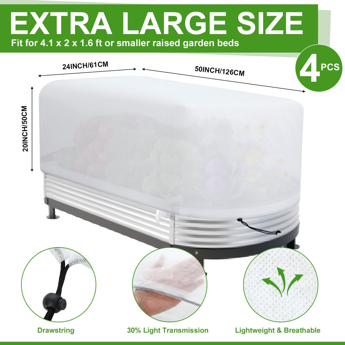 VitalCozy oval bed cover close-up demonstrates frost protection for delicate plants