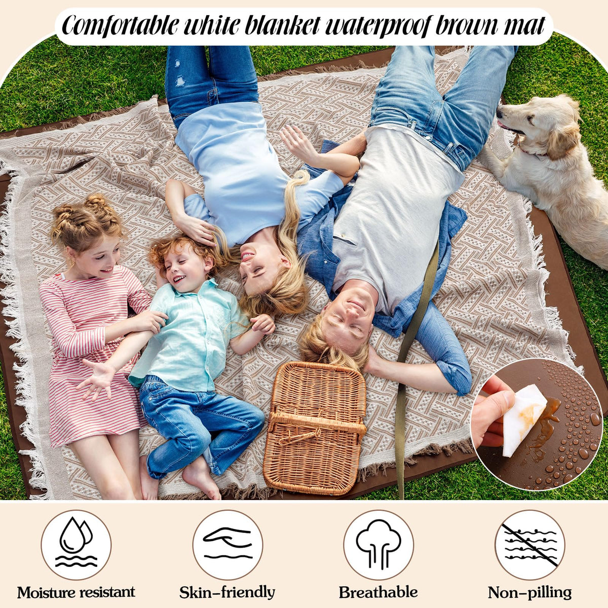 VitalCozy top-layer boho tassels blanket for cozy outdoor lounging