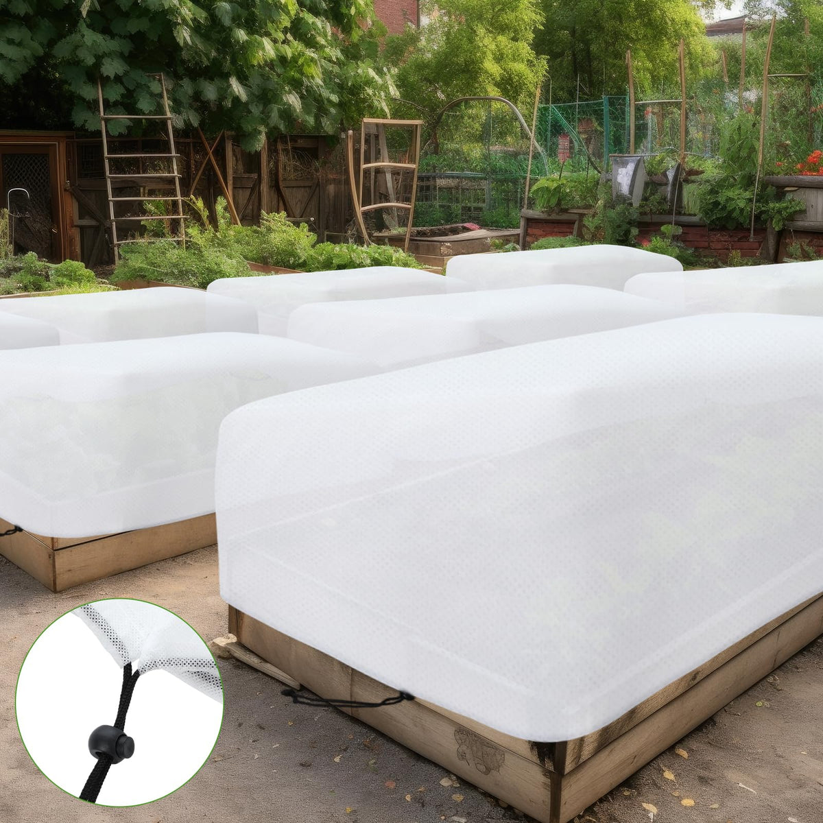 VitalCozy winter plant protection in action over a small garden bed