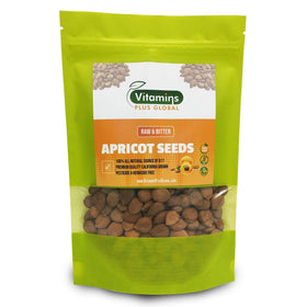 Vitamins Plus Global bitter apricot seeds, raw, ready for snacking.