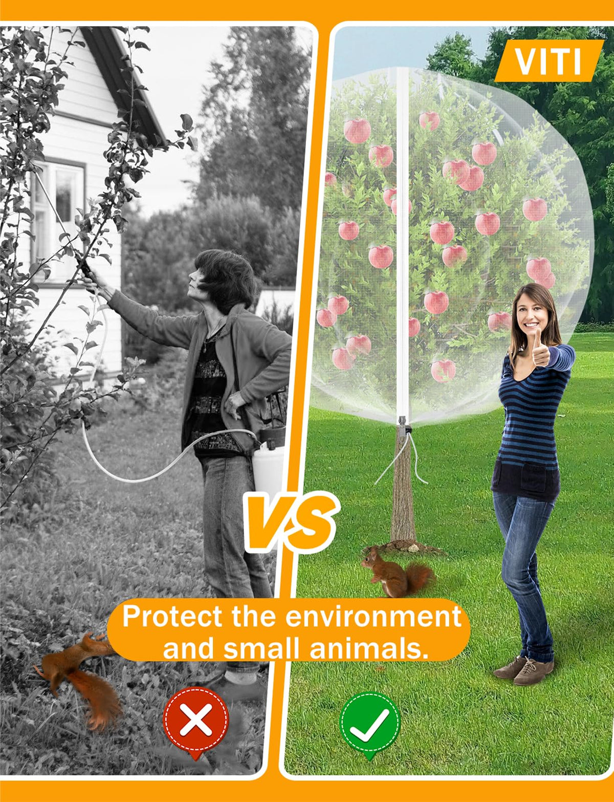 Easy setup with drawstring secures the netting around plants