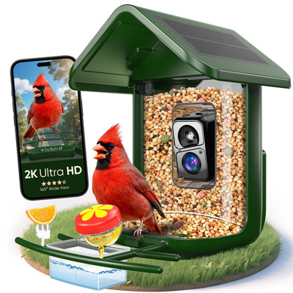 VIUBIRD camera 2K HD live stream captures vibrant birds up close for observation.