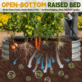 Vivagarden open-bottom bed demonstrating drainage for healthier root growth