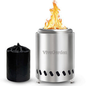 Vivagarden tabletop fire pit compact 7.8 by 5.6 inches glowing warmly for outdoor gatherings.