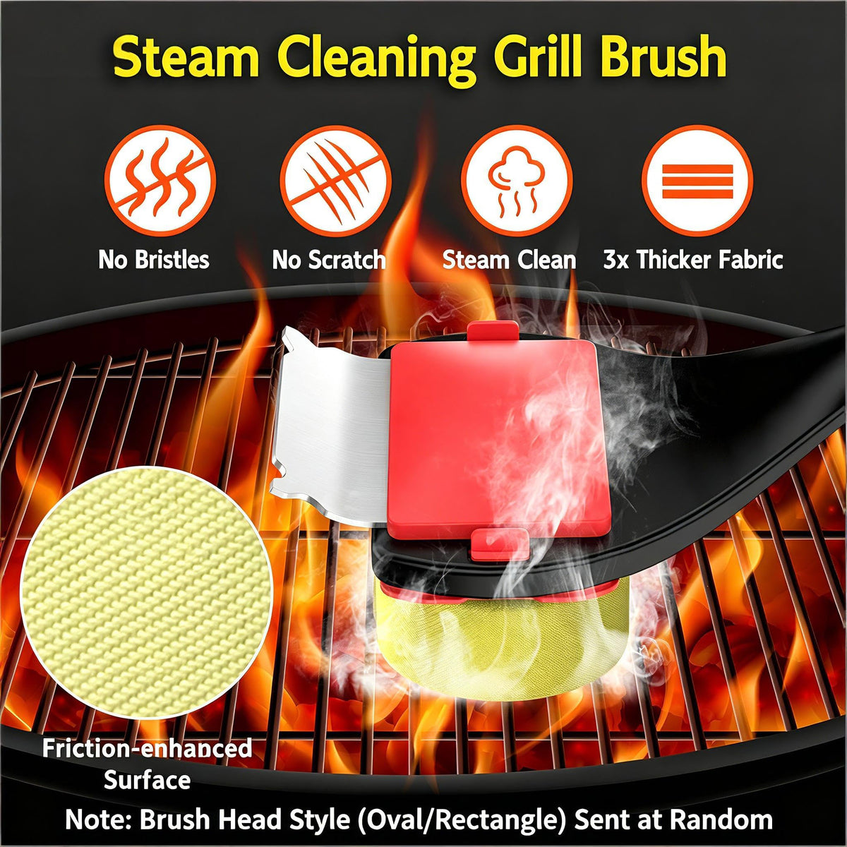 VIVAIVE bristle-free grill brush heads maintain shape under high heat for durable cleaning
