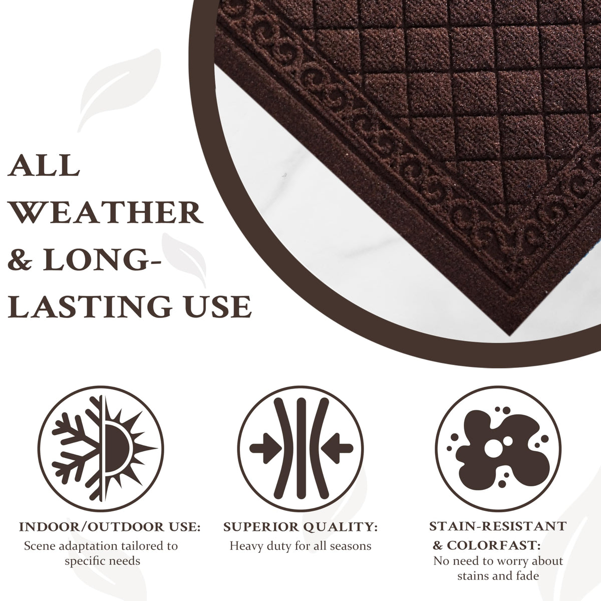 VivaNest Classic doormat natural rubber back provides stability with minimal odor