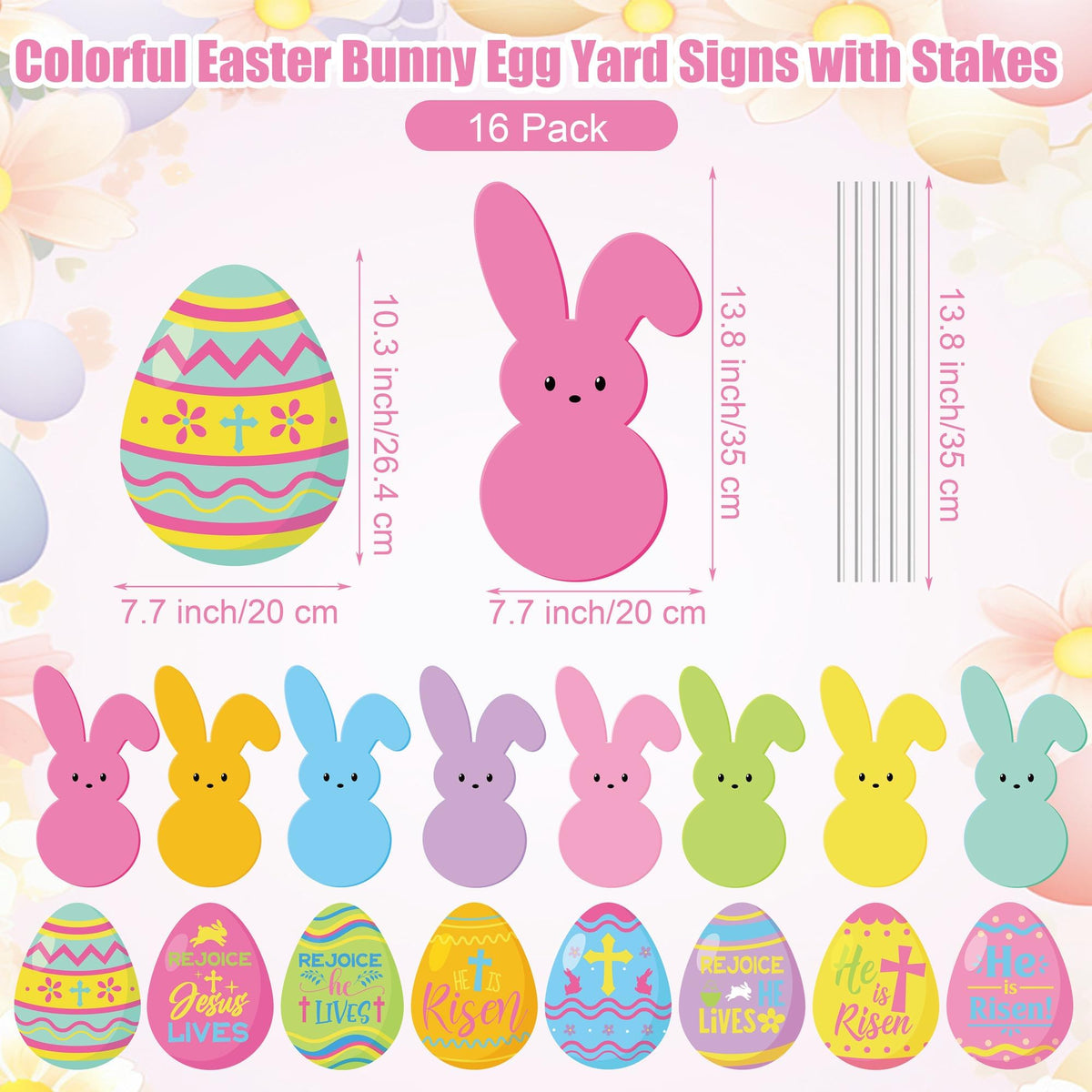 Vivantia Easter bunny yard sign with stake for garden display.