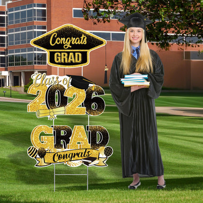 Vivantia graduation yard signs three-pack for easy outdoor decor.