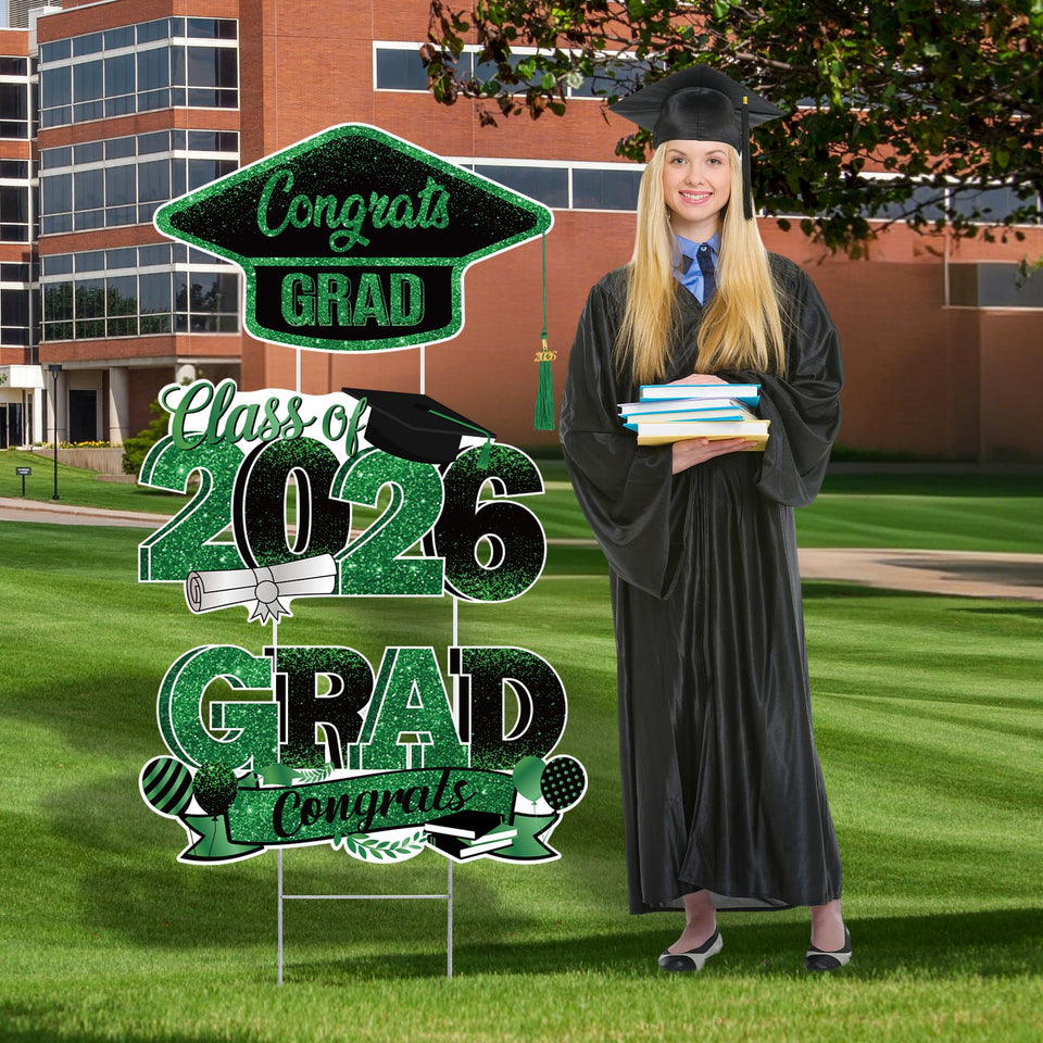 Vivantia green graduation yard signs 3-pack for outdoor decor