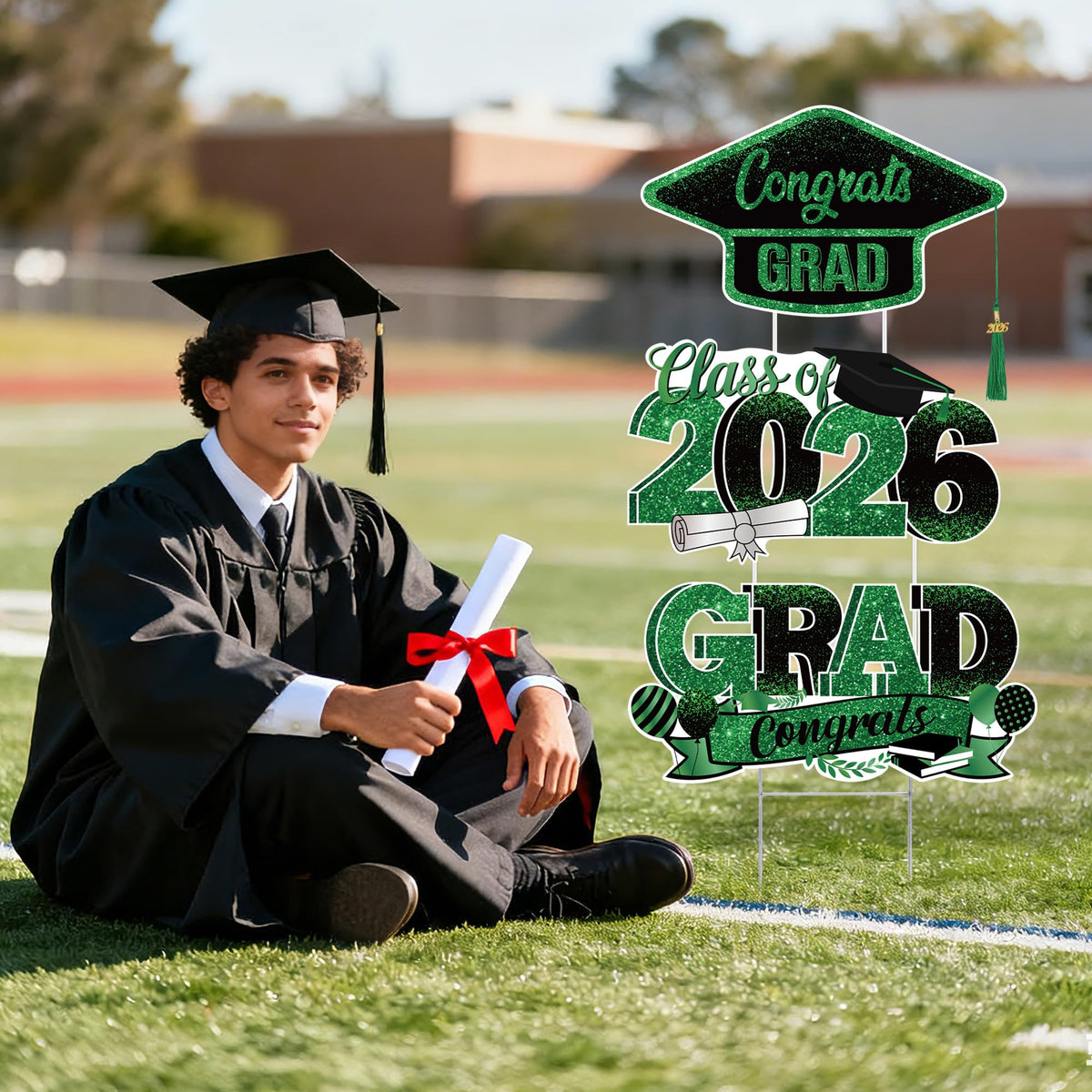 Vivantia outdoor graduation yard sign display in garden or lawn