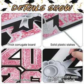 Vivantia pink yard sign color adds festive graduation flair.