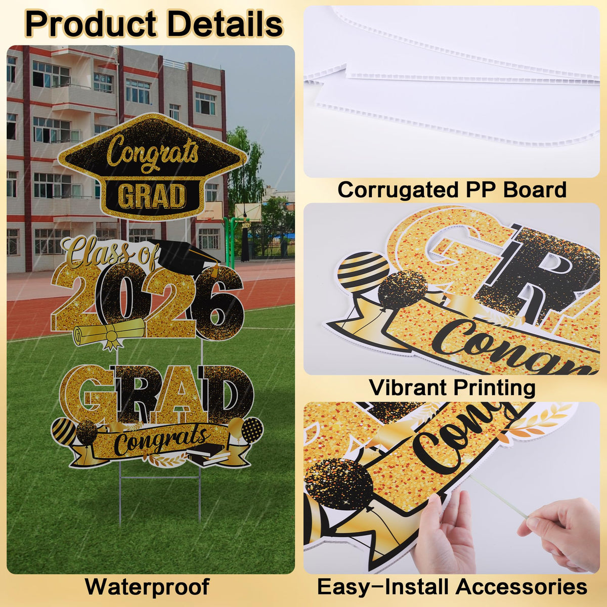 Vivantia sturdy H-stakes with signs ensure secure outdoor setup.