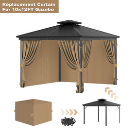 VivaPeak durable stitched seams on khaki gazebo curtains for long-lasting use