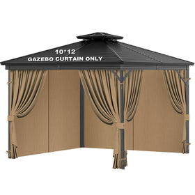 VivaPeak gazebo curtains in khaki four-panel closed for privacy outdoors