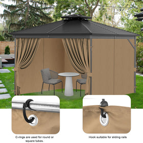 VivaPeak khaki curtains provide wind and rain privacy with airflow