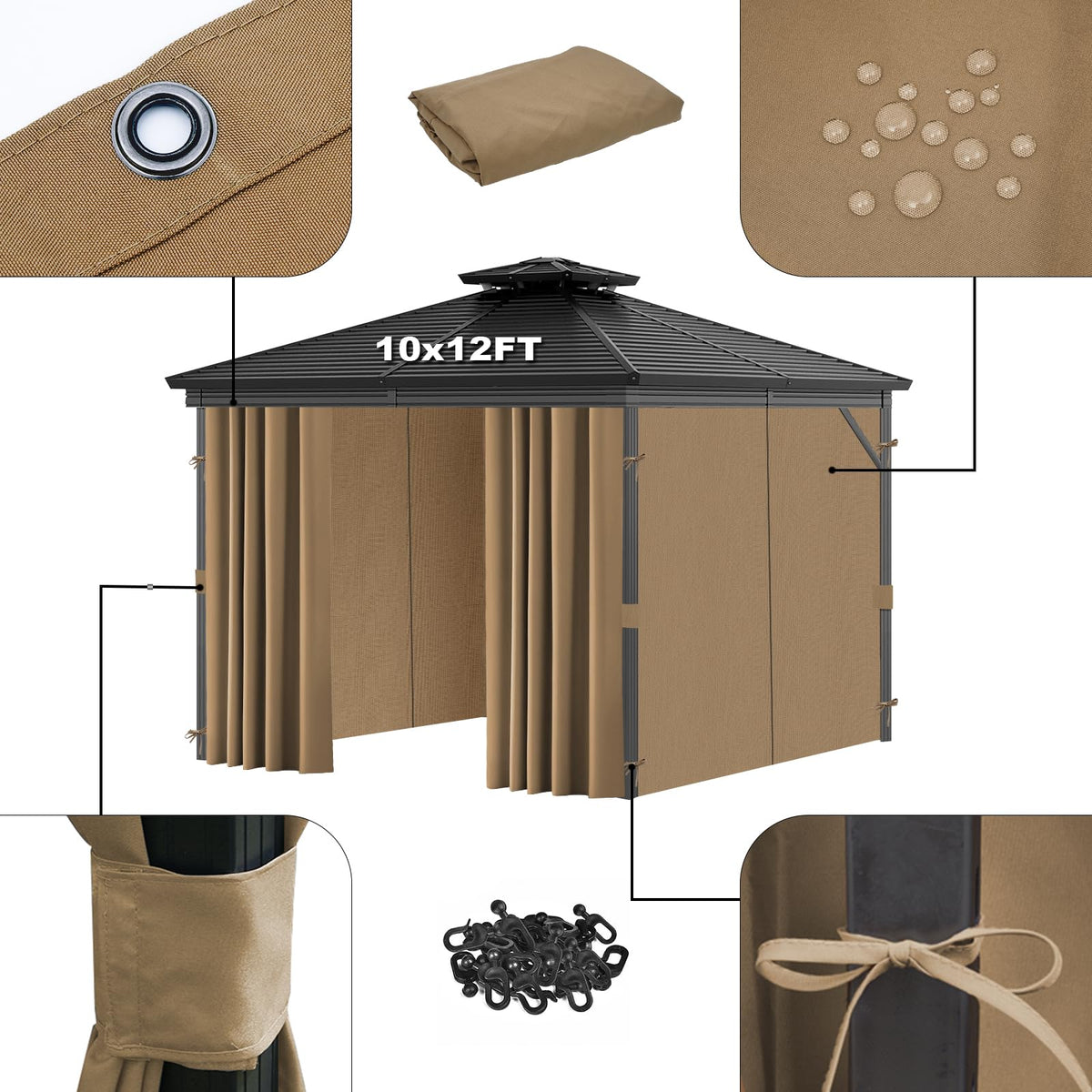 VivaPeak four-panel curtains with door zipper for easy access