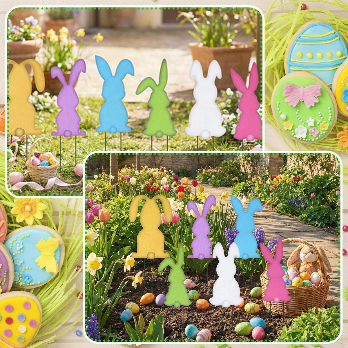 Vivasself bunny yard stake blue assembly view ready-to-install