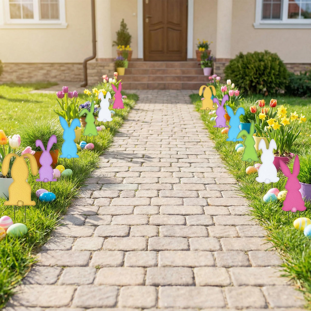 Vivasself bunny yard stake mixed-color pack for festive outdoor decor
