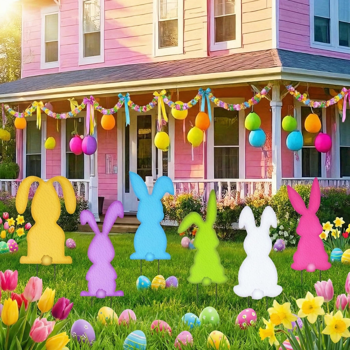 Vivasself bunny yard stake purple playful design for curb appeal