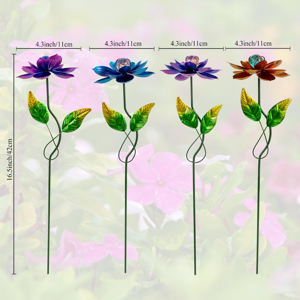 Viveta metal flower stake outdoor decor close-up shows sturdy construction for all seasons