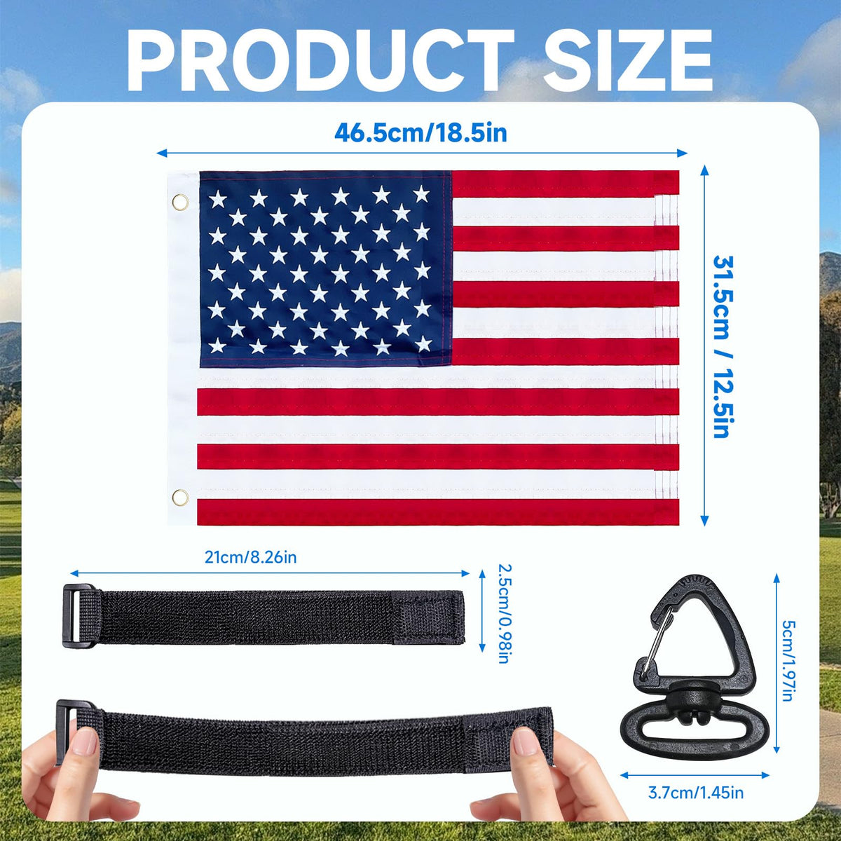 VIVIDLY flag uses water-resistant nylon for windy day visibility