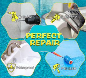 Vividye Pool Putty sands, drills, and paints for a seamless finish.