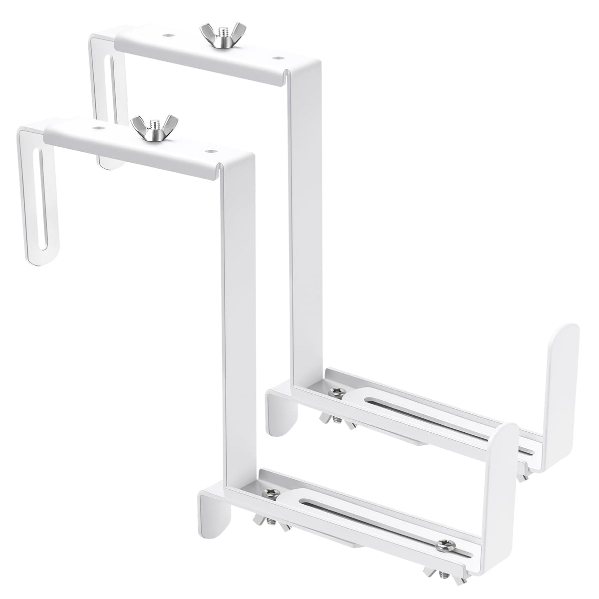 VIVIKEN Planter Box Brackets with adjustable top and bottom for versatile pots.