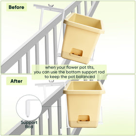 Bottom support bar prevents tilt on uneven or slim railings.