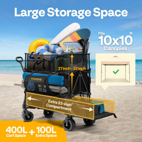 VIVOHOME 500L wagon collapsed for compact storage in a car trunk.