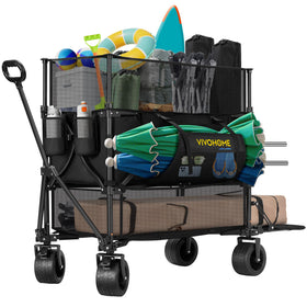 VIVOHOME 500L double-decker wagon side view for heavy hauling on job sites.