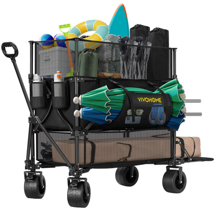 VIVOHOME 500L double-decker wagon side view for heavy hauling on job sites.