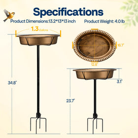 VIVOHOME bird bath doubles as a feeder by adding grains or seeds.