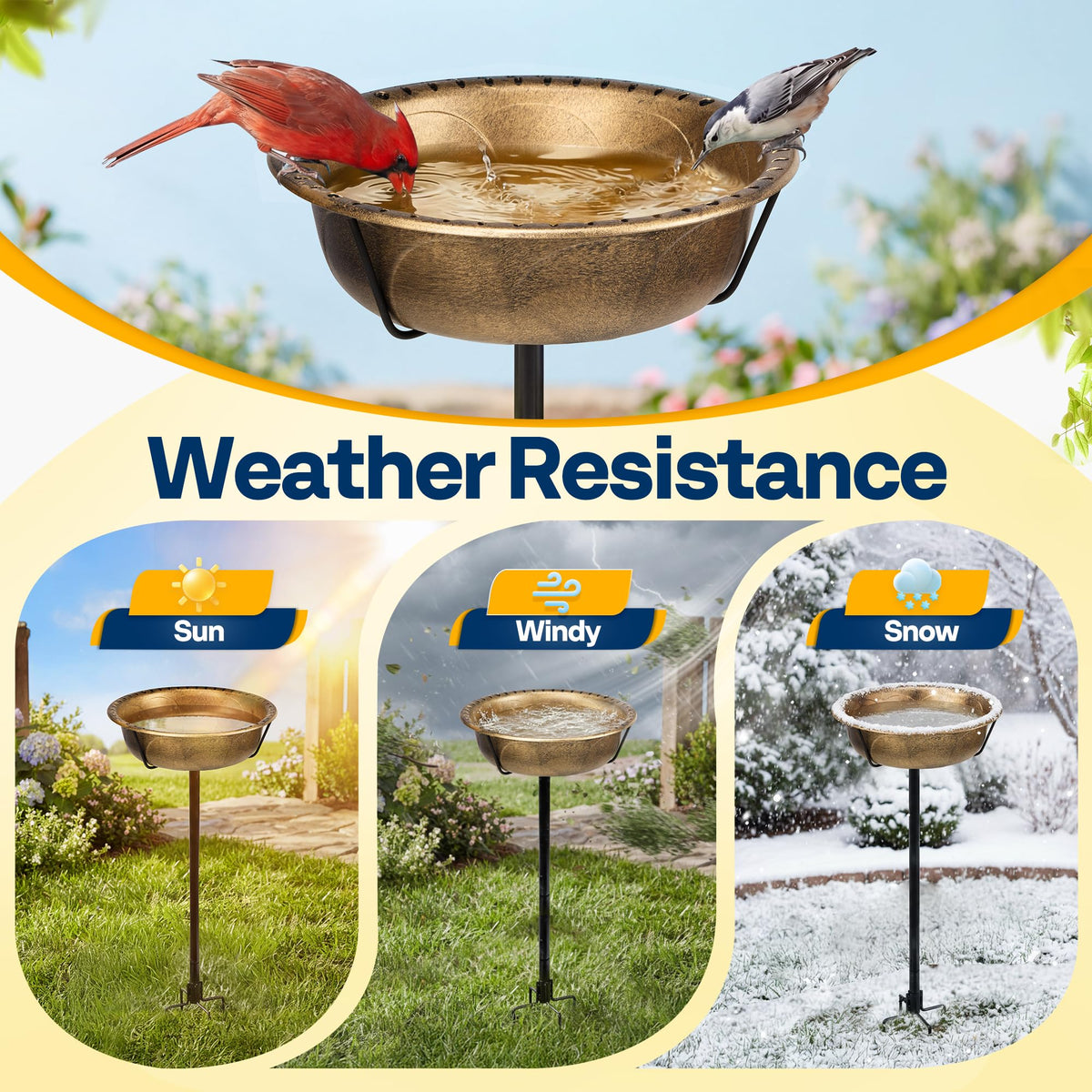VIVOHOME birdbath antique bronze look adds garden charm and character.