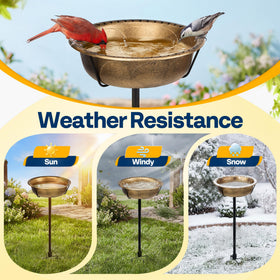 VIVOHOME birdbath antique bronze look adds garden charm and character.