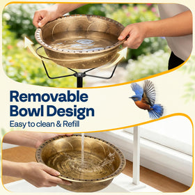 VIVOHOME birdbath detachable bowl allows quick cleaning and water refresh.