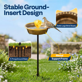 VIVOHOME birdbath doubles as a feeder when grains are added.