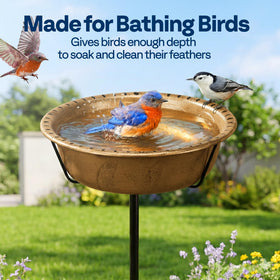 VIVOHOME birdbath features a 4-prong base for solid anchoring.