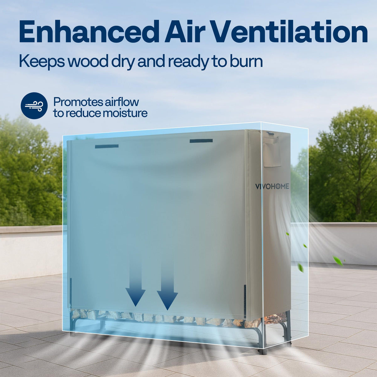VIVOHOME dual-layer weather protection keeps firewood dry