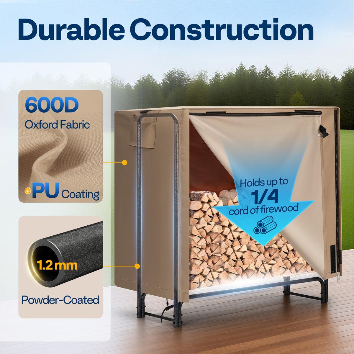 VIVOHOME cover durability shields logs from rain and sun
