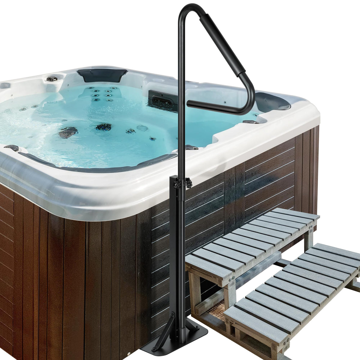 VIVOHOME hot tub handrail rotatable enables safe entry and exit.