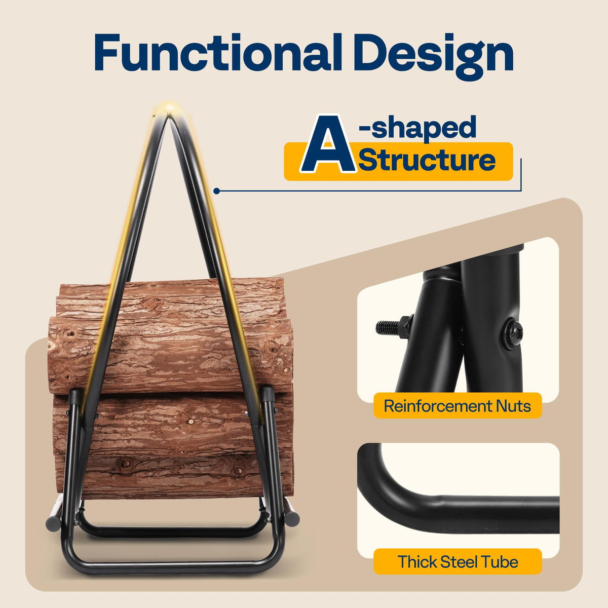 VIVOHOME ventilation design enhances airflow around stored wood
