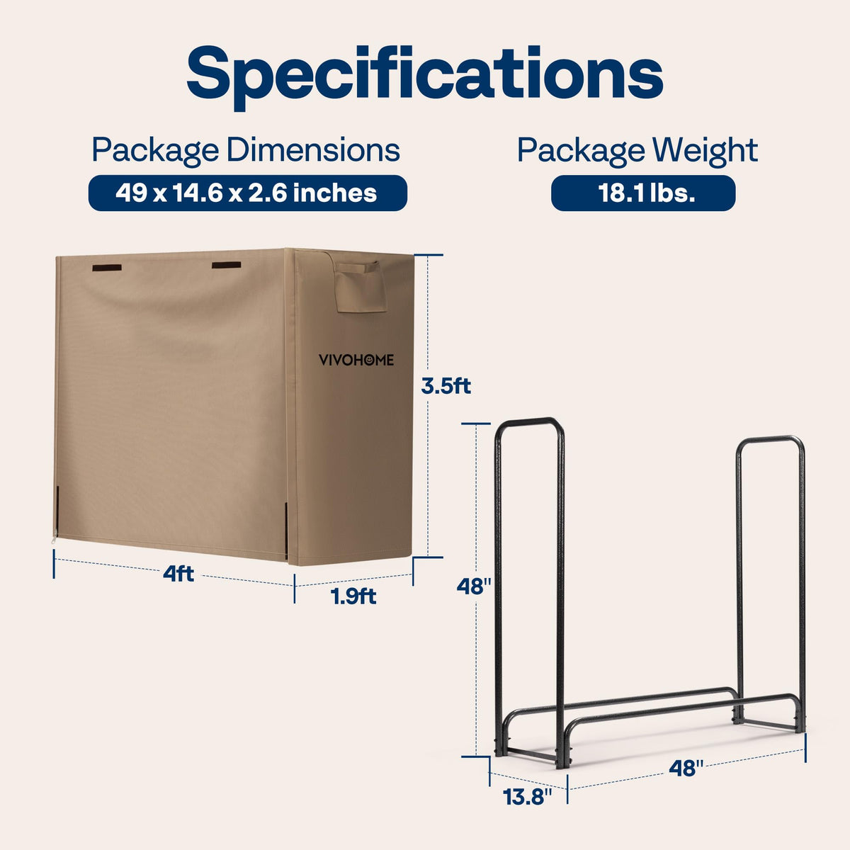VIVOHOME outdoor firewood storage fits patios, decks, porches