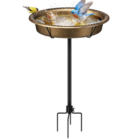 VIVOHOME oval bird bath with ground stake provides stable outdoor water access.