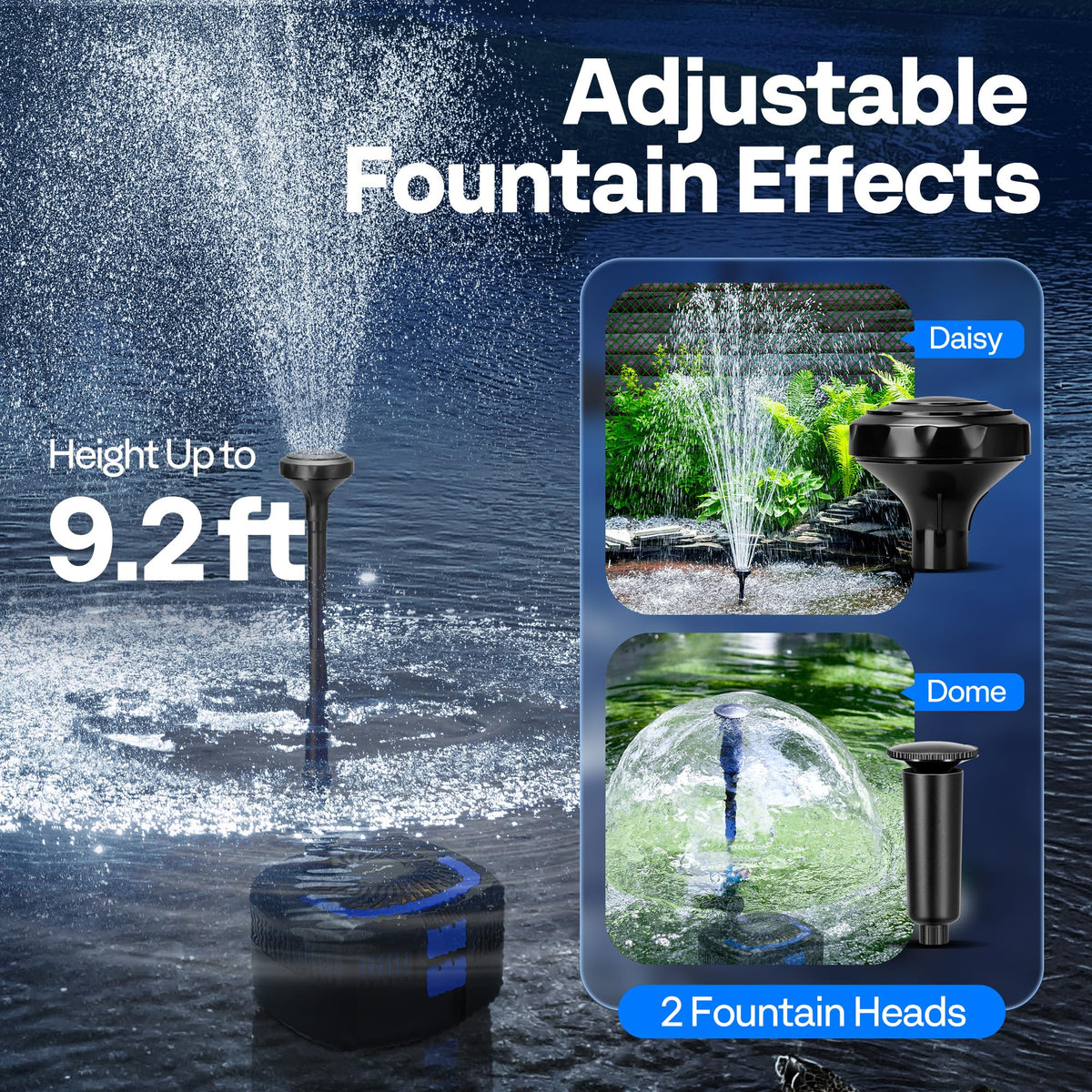 VIVOHOME 950 GPH pump powers clear ponds up to 1585 gallons.