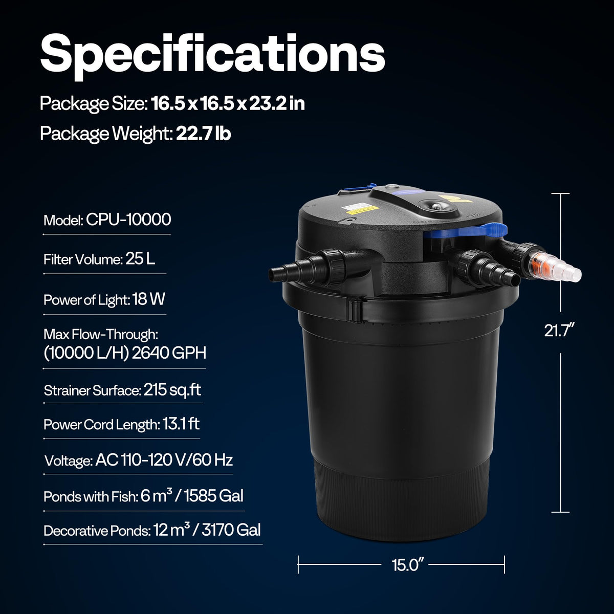 VIVOHOME bio-balls at the bottom enhancing biological filtration