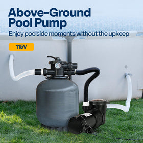 VIVOHOME pool pump side view highlights robust motor and durable construction.